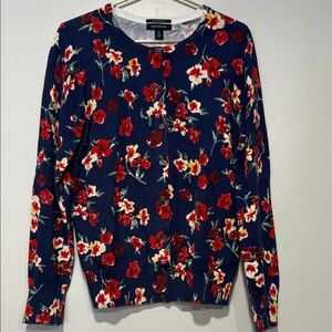 Lands' End Supima Cotton Sweater with Floral Design